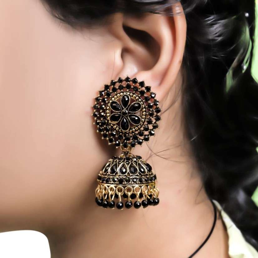 White metal top earrings jhumkas
