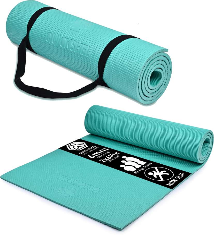 Quick shel EVA Anti Slip Home Gym Exercise Workout Fitness for Men Women Kids with Strap 6 mm Yoga Mat Price in India Buy Quick shel EVA Anti Slip Home Gym