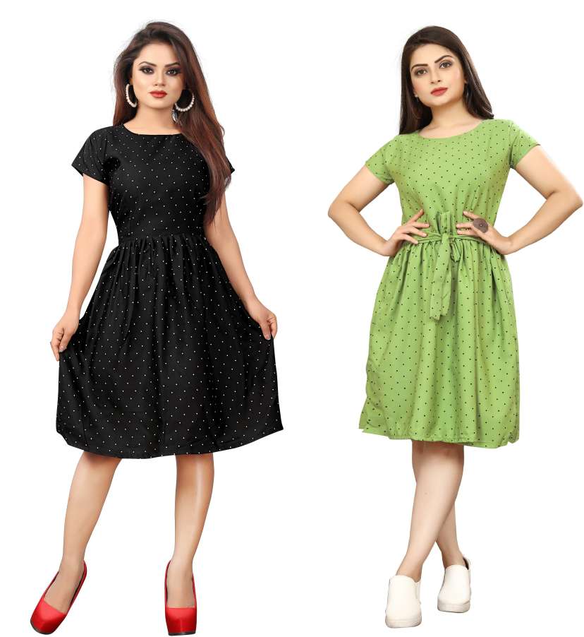 Women A-line Green, Black Dress Price in India - Buy Women A-line Green, Black  Dress online at