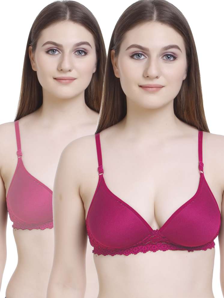 No Boundaries Light Pink Thread Work Non Padded Bra-Ladies-Girls-Women-Online--India  @ Cheap Rates Apparel-Free Shipping-Cash on Delivery