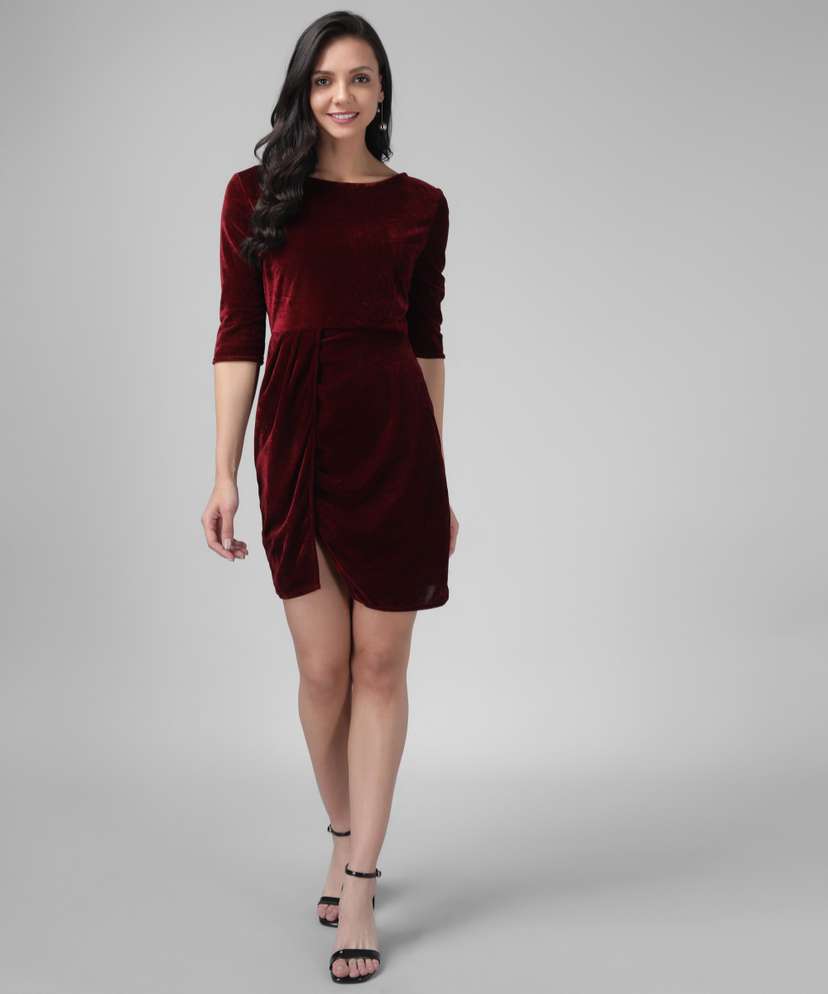 Maroon one piece dress cheap