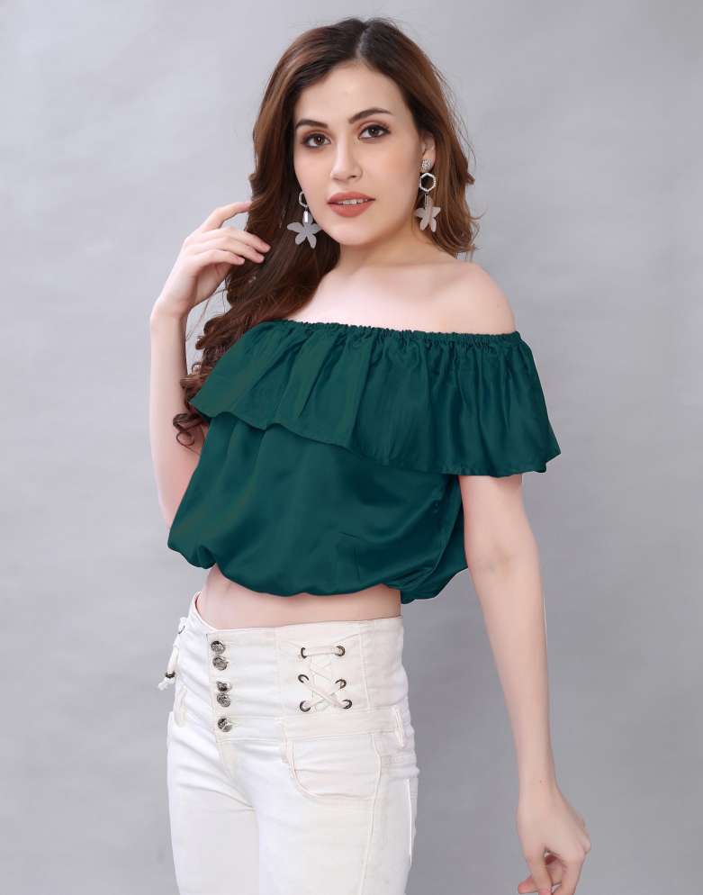 Selvia Casual Solid Women Green Top - Buy Selvia Casual Solid