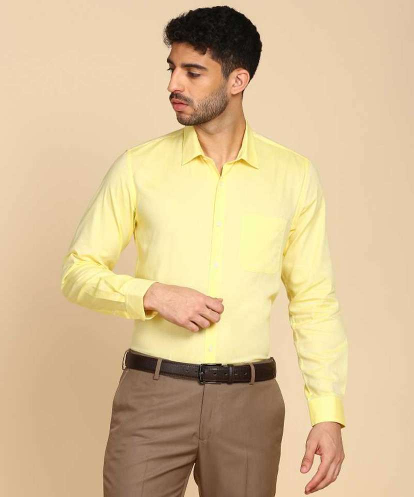 Men Solid Formal Yellow Shirt Price in India - Buy Men Solid