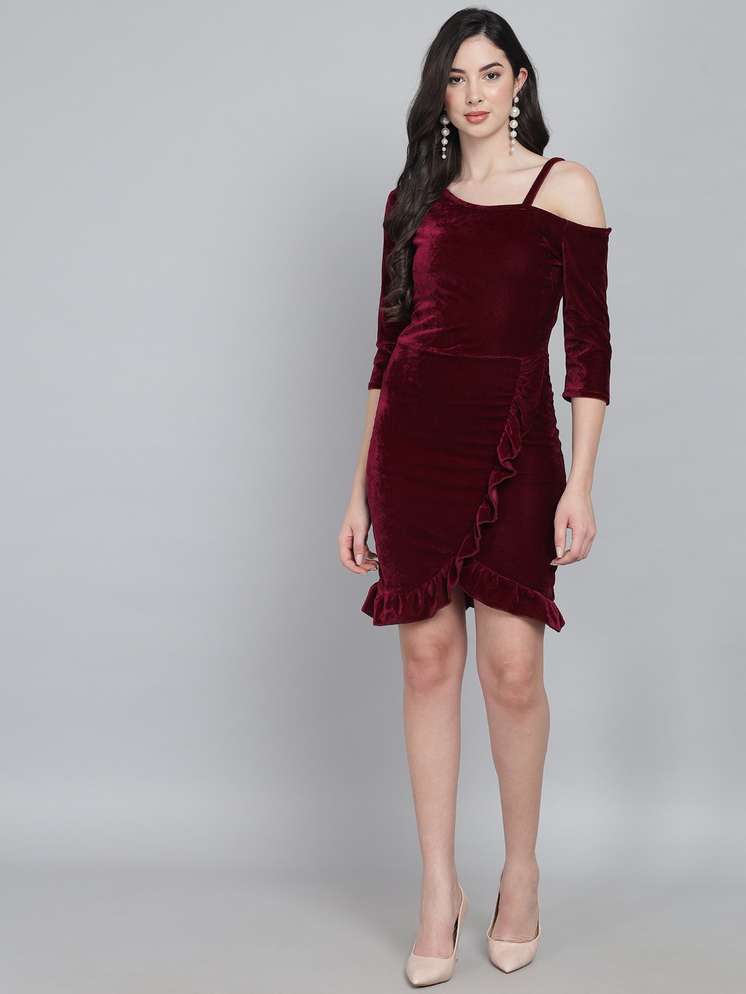 Women Bodycon Maroon Dress Price in India Buy Women Bodycon