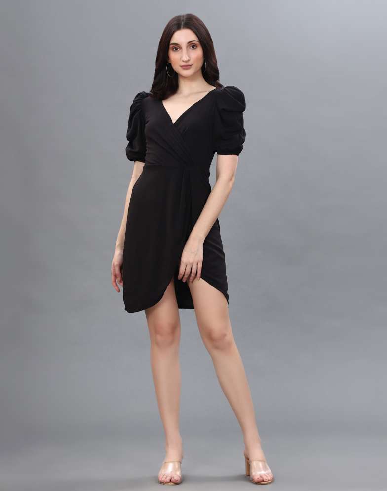 Women Wrap Black Dress Price in India - Buy Women Wrap Black Dress online  at