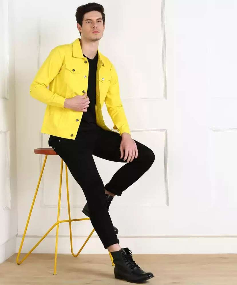 Yellow mens denim jacket sale