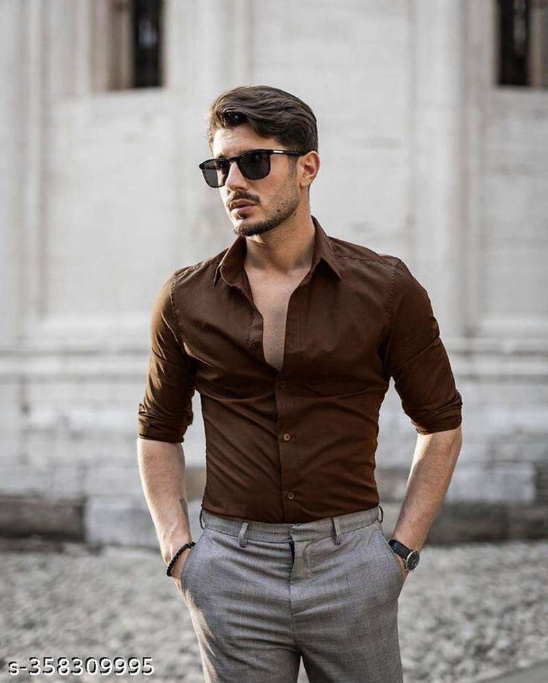 Men Solid Formal Brown Shirt Price in India Buy Men Solid Formal Brown Shirt online at Shopsy.in