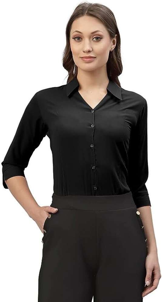 Women Solid Formal Black Shirt Price in India Buy Women Solid