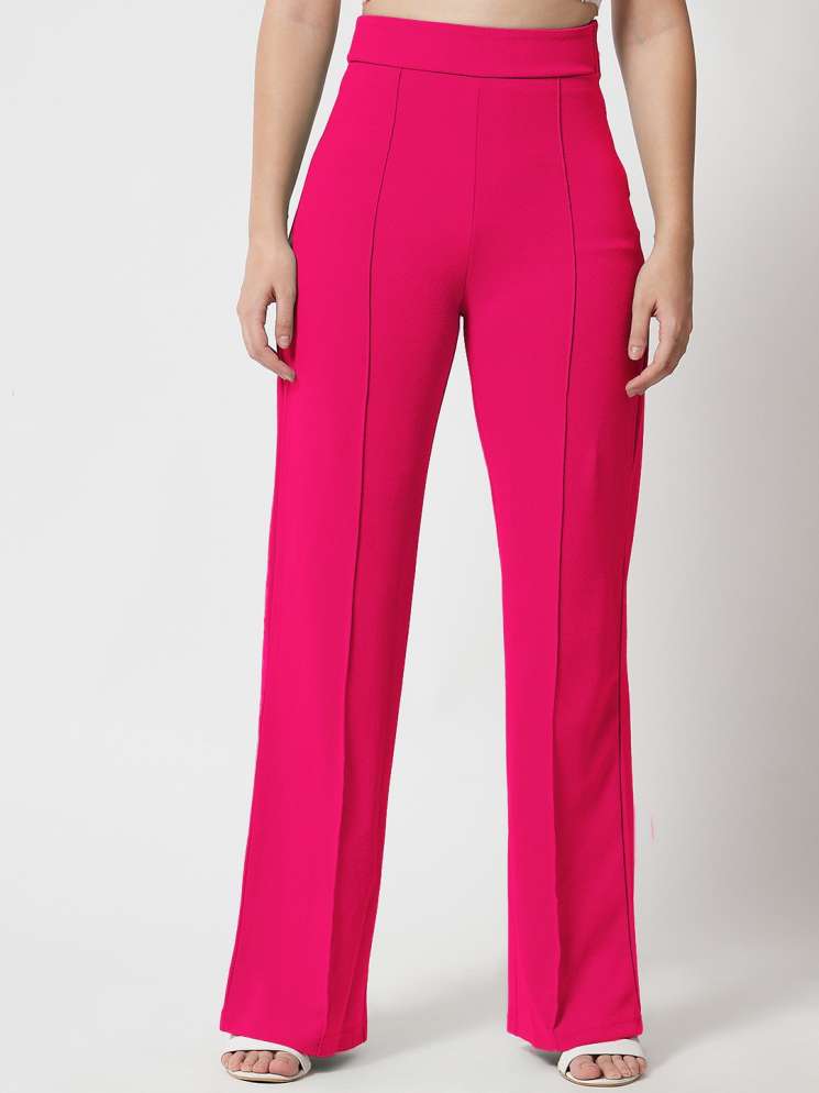 Regular Fit Women Pink Trousers Price in India - Buy Regular Fit