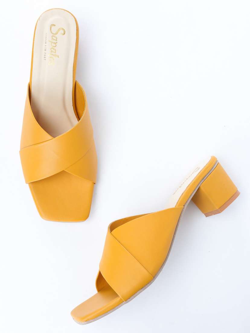 Yellow discount block sandals