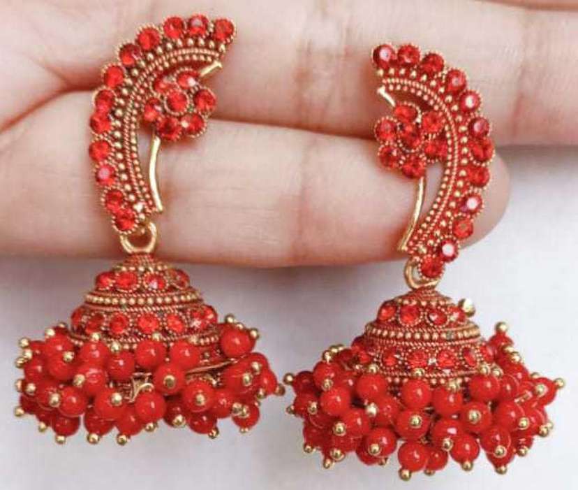 Red colour earrings online on sale