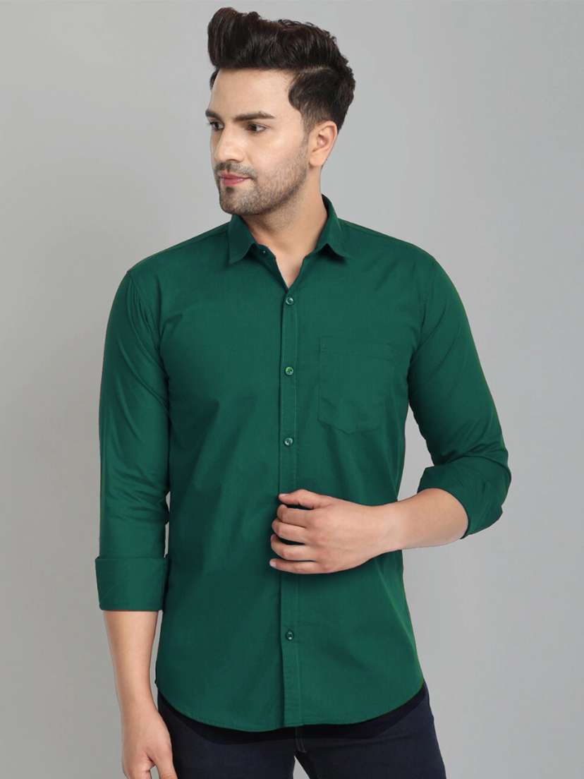 Men Solid Casual Green Shirt Price in India Buy Men Solid Casual