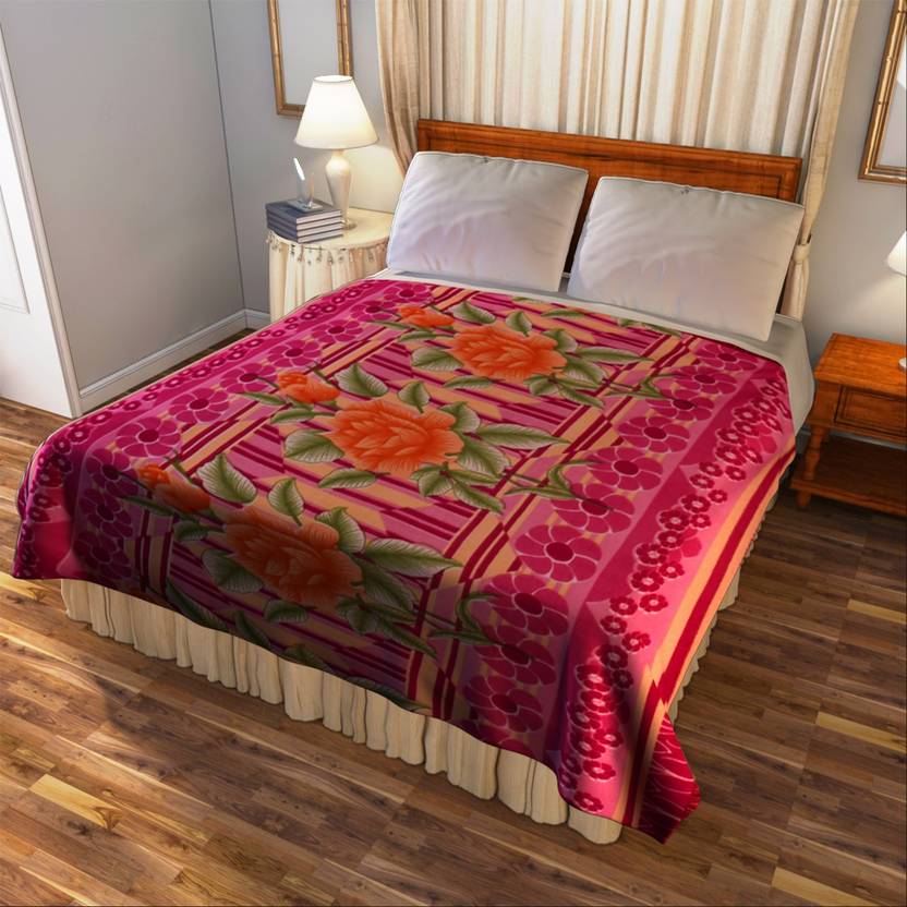 Bombay Dyeing Floral Double Coral Blanket for Mild Winter Buy Bombay
