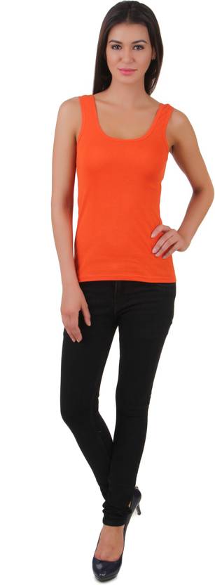 Q-Rious Women Orange Tank Top/Vest