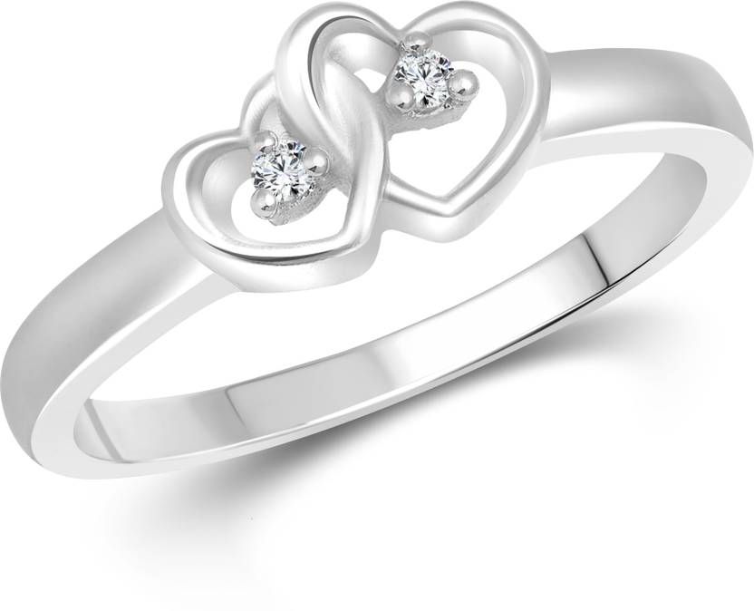 VIGHNAHARTA Dual Heart Alloy Cubic Zirconia Gold Plated Ring