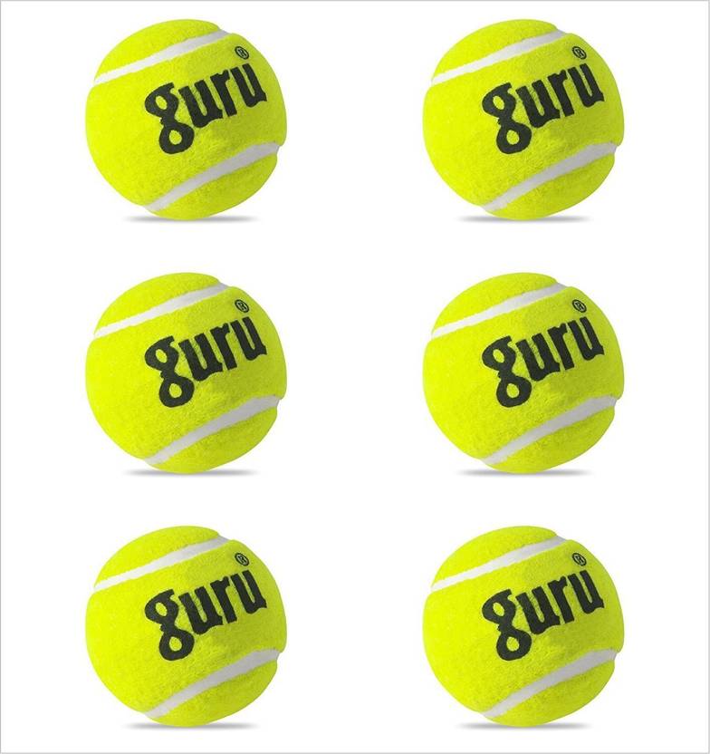 GURU Cricket Tennis Ball (Pack of 6, YELLOW) Size Standard Cricket