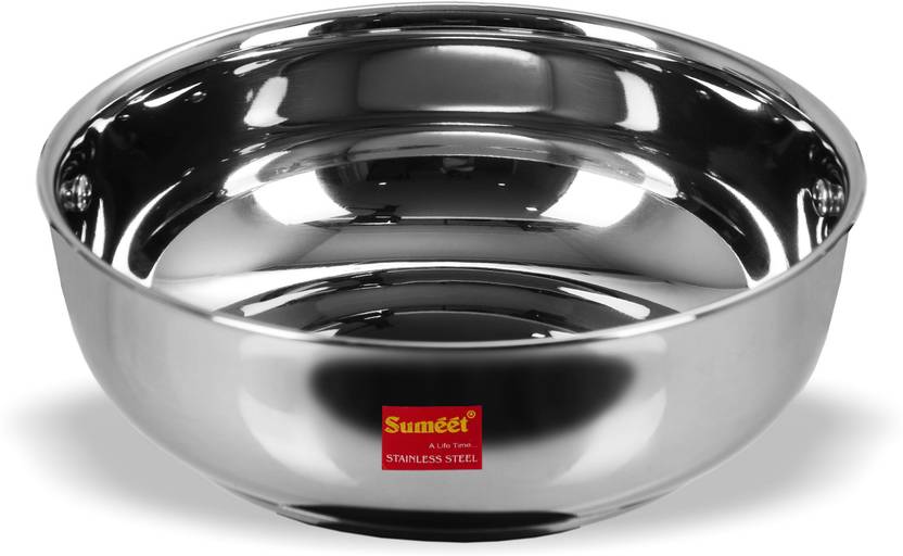 Sumeet Stainless Steel Induction Bottom (Encapsulated Bottom) Induction & Gas Stove Friendly Tasra Size No.11 Tasla 1.5 L capacity 20 cm diameter