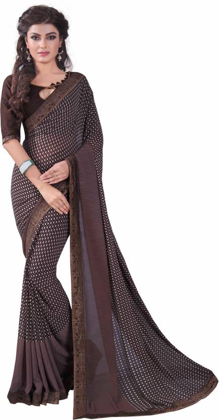 Bombey Velvat Fab Checkered Daily Wear Georgette, Chiffon Saree
