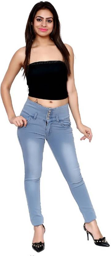 ORIEX Women Skinny Mid Rise Blue Jeans