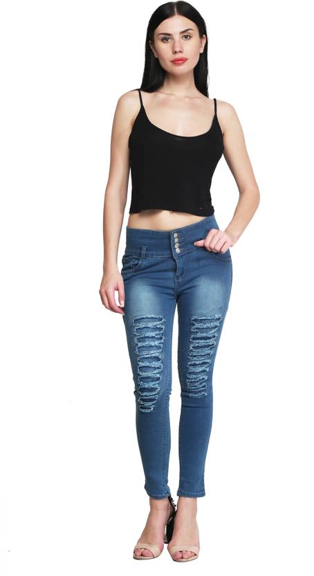 A-Okay Women Skinny Mid Rise Blue Jeans