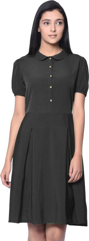 Uptownie Lite Women Fit and Flare Black Knee Length Dress