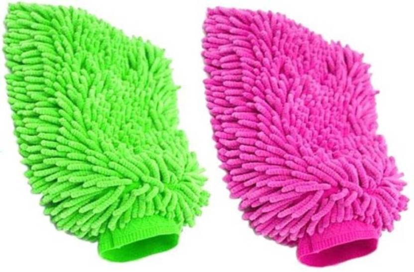Aryshaa Hand Soft Cleaning Towel Microfiber Washing Gloves Wet and Dry Glove Set