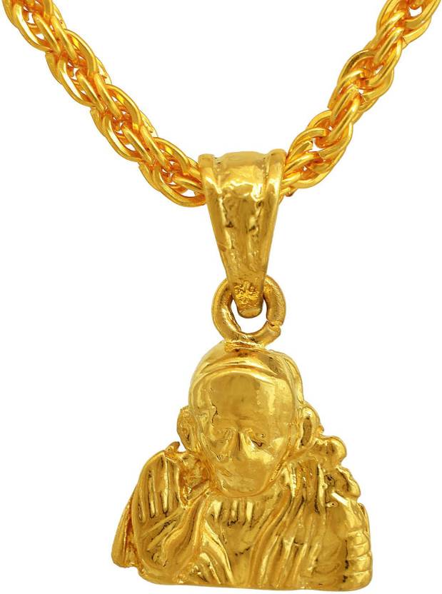 RN Gold Plated Shirdi Sai Baba Blessing Design Pendant God temple Desing for Men and Women Gold-plated Brass Pendant