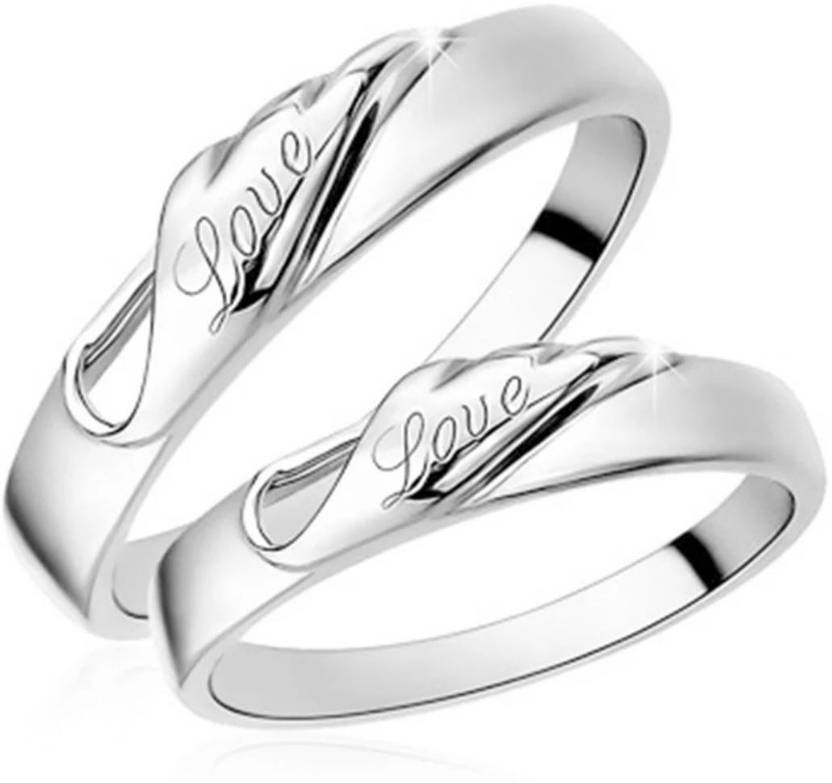 MYKI Sterling Silver Crystal Sterling Silver Plated Ring Set