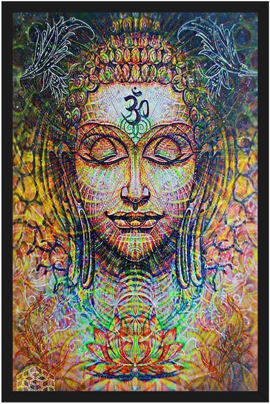 God Buddha Painting Poster with Frame Gloss Lamination 14X20 Inch ...