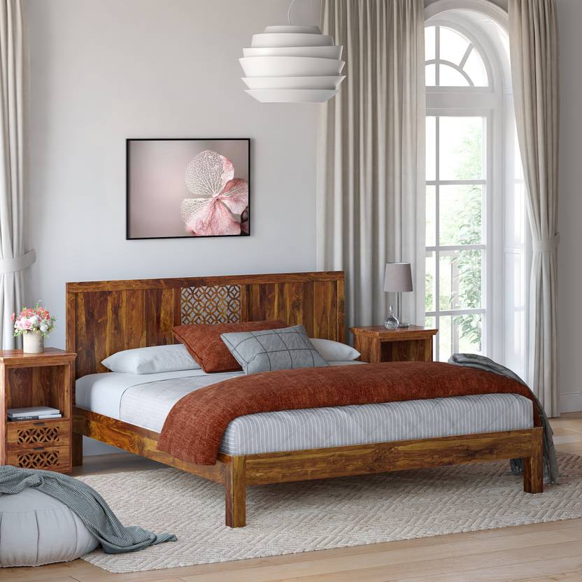 Flipkart Perfect Homes PureWood Sheesham Queen Bed Price in India Buy