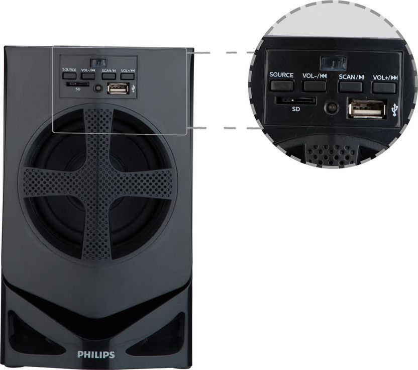 Philips M30F/94 30W 2.1 Channel Black Speaker - Image 3
