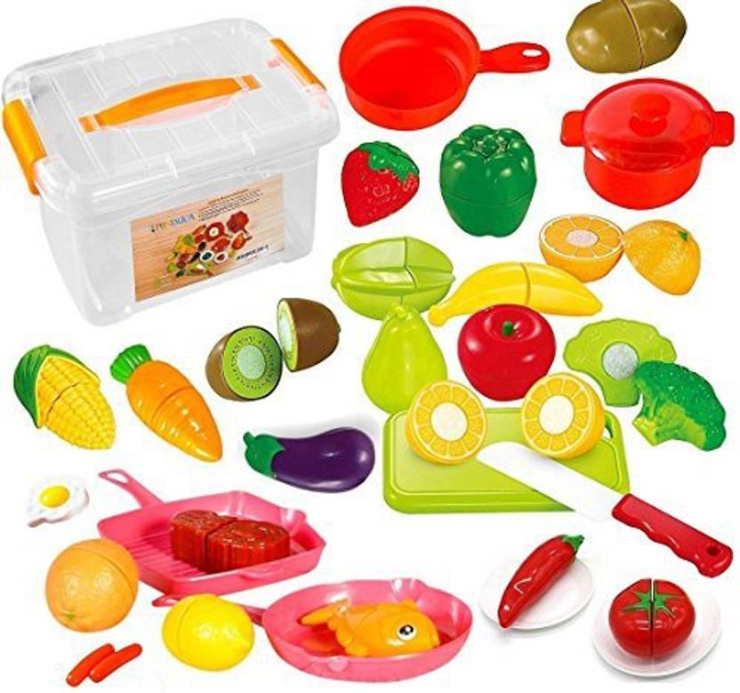 FUNERICA Pretend Play Food Set For Kids - With Beautiful Storage ...