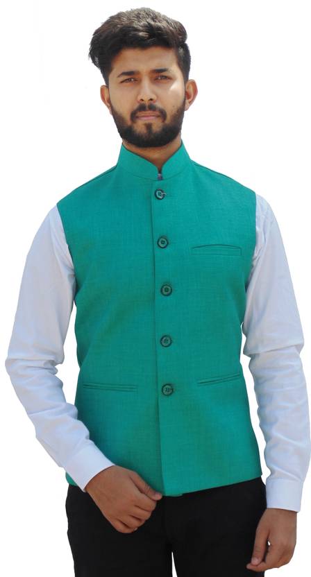 Badoliyasons Badoliya & Sons Men's Designer Jute Nehru Jacket/Waist Coat Men Solid Nehru Jacket