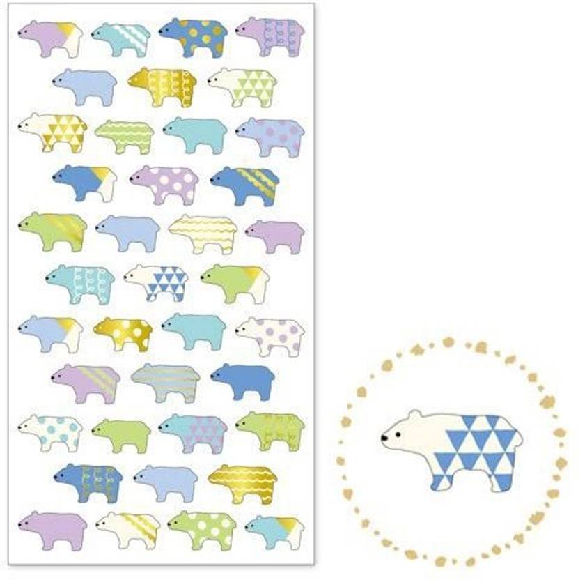 Mind Wave Bear with pattern gold metallic embellishment stickers Bear