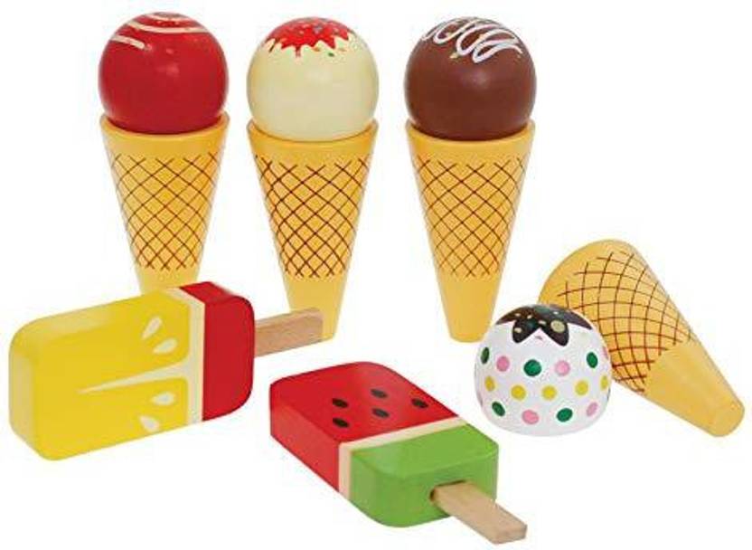 BeeSmart ? Wooden Ice Cream Toys Set Ice Cream Cones And Lollies