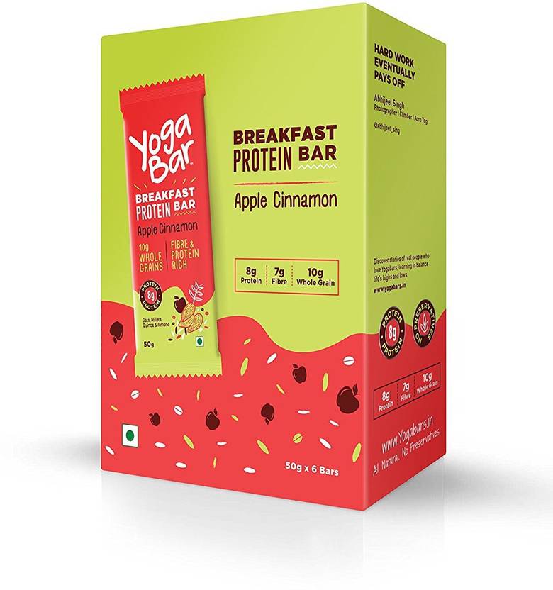 Yogabar Breakfast Protein Bar Apple Cinnamon Pack of 6 Box Price