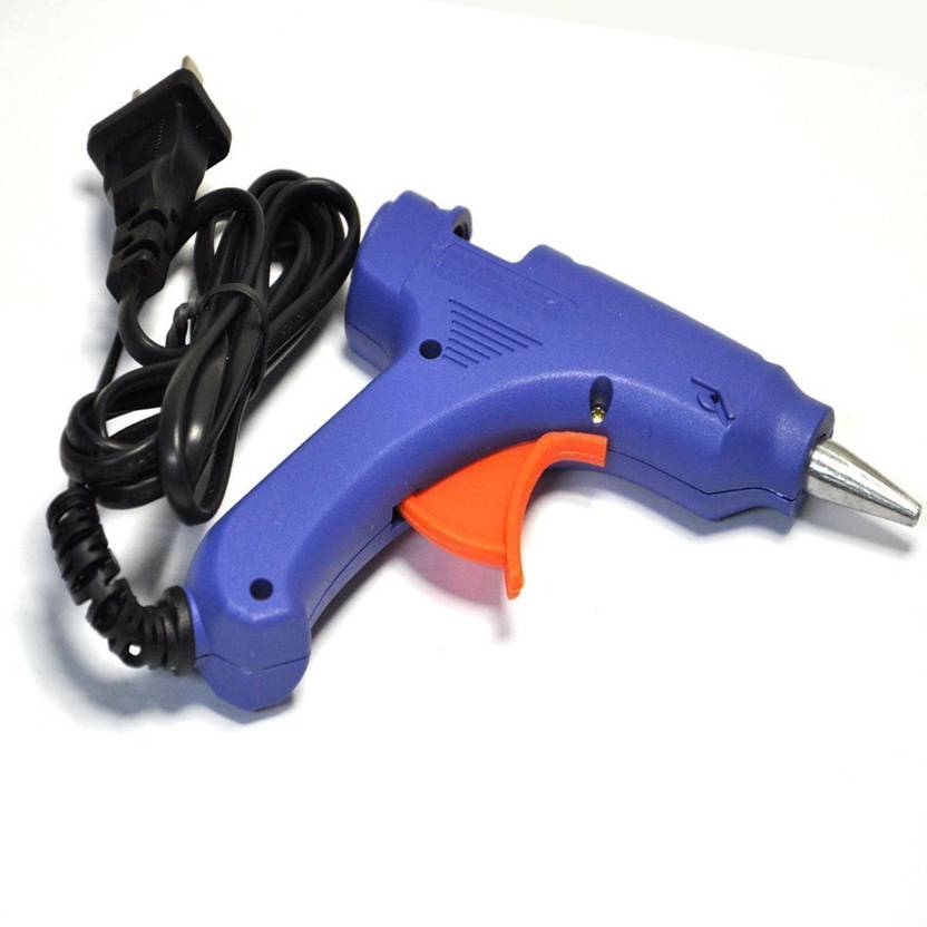 bandook NEW BLUE MINI HOT GLUE GUN 20 WATT ON OFF SWITCH AND INDICATOR WITH ONLY 5 STICKS Standard Tem...