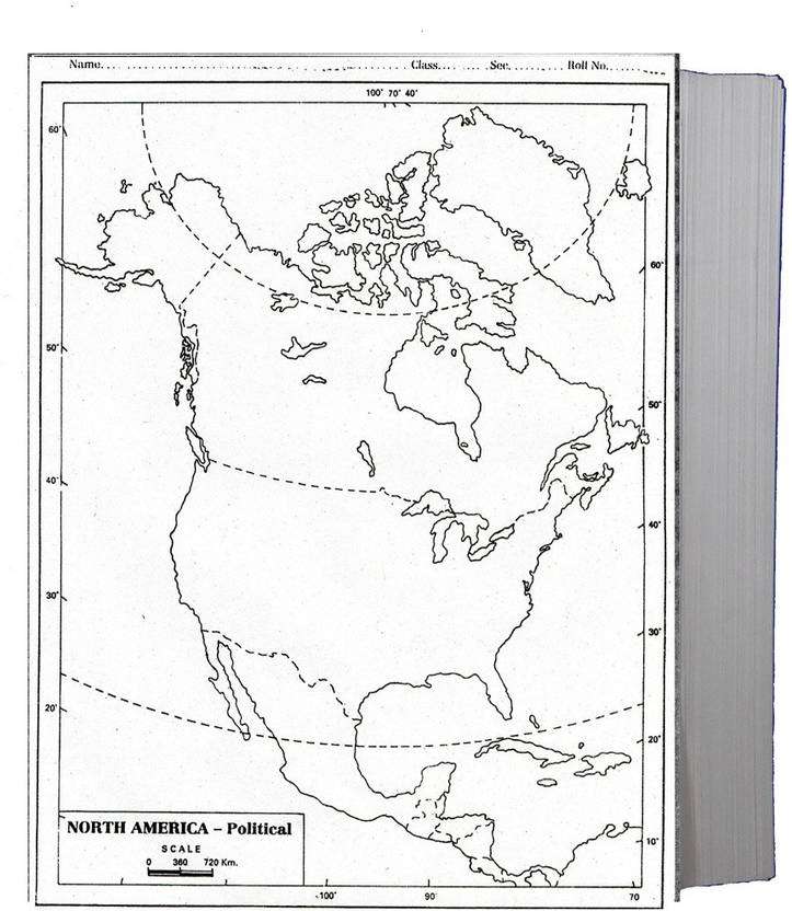 Flipkart.com | CRAFTWAFT POLITICAL MAP OF NORTH AMERICA BLANK A4 67 gsm