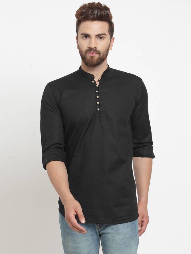 A-Okay Men Slim Fit Solid Mandarin Collar Casual Shirt