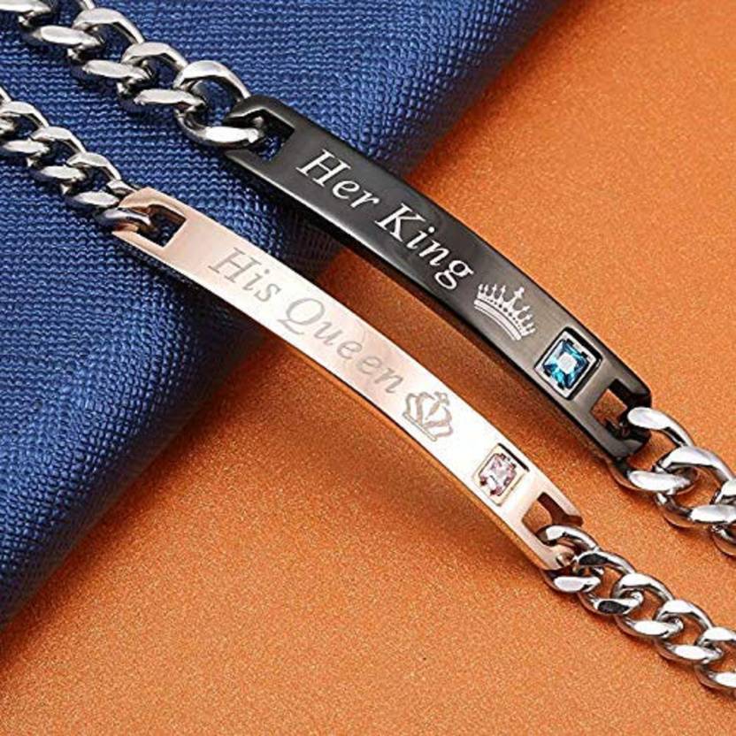 Stainless Steel Crystal Gold-plated Bracelet  (Pack of 2)