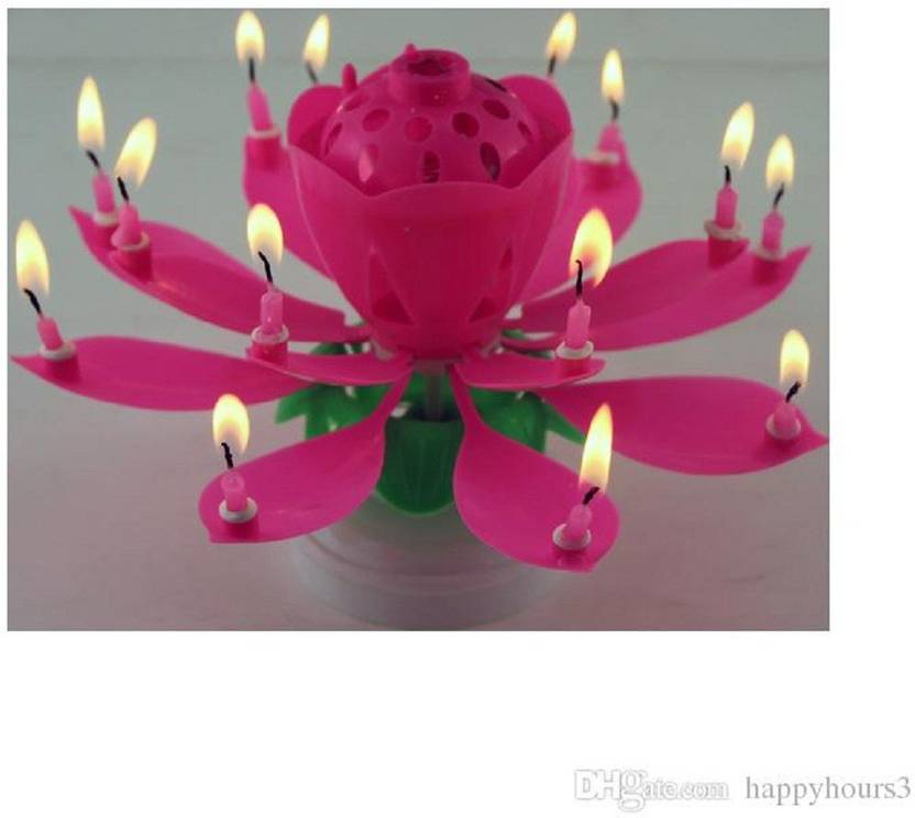 Urvi Creations Musical Lotus Flower Rotating Happy Birthday Candle for