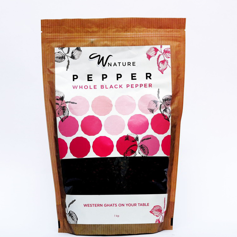 wnature Organic Whole Black Pepper-1Kg-100% Pure & Natural