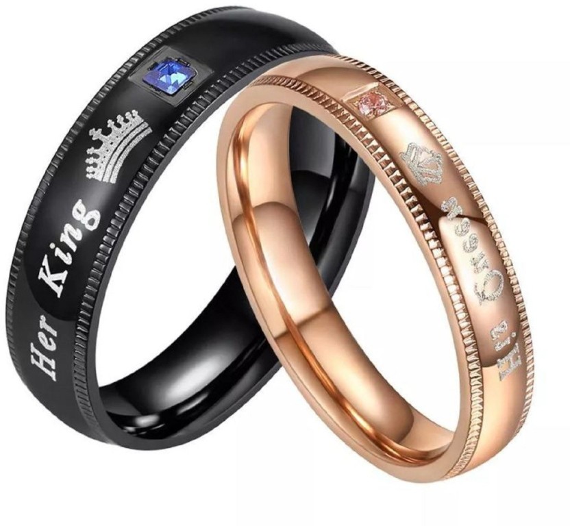 Her King His Queen Emotional Color Changing Couple Rings Body Temperature and Mood Sensing Rings for Lovers and Couples Promise Rings Wedding Bands Anniversary Rings for Men and Women
