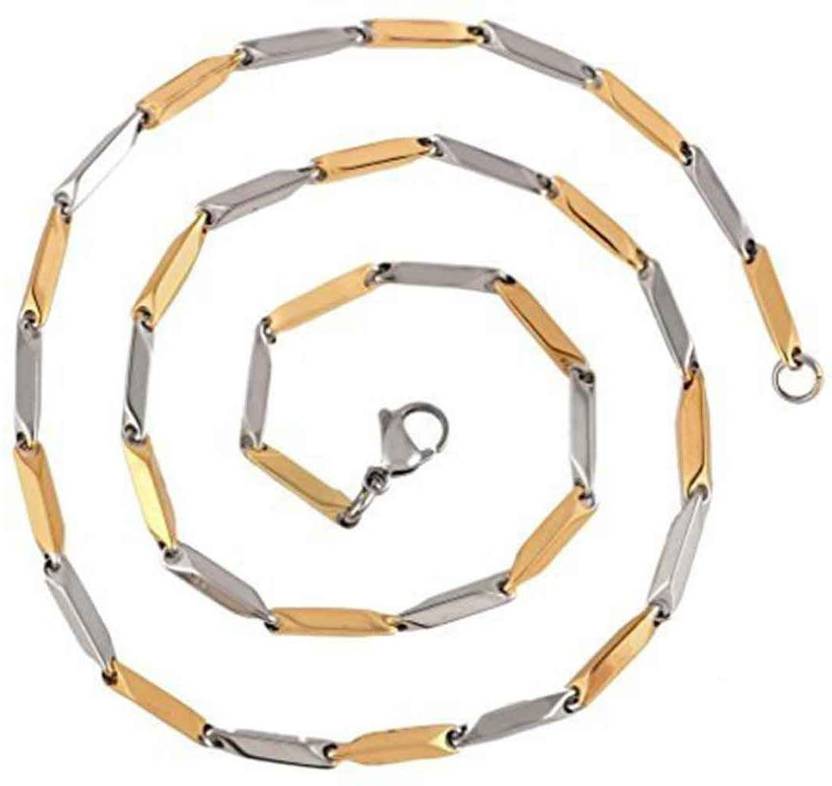 BRBRIK Gold Covered Alloy Dual Tone Rice Design, Fashion Necklace, Chain Men and Women Gold-plated Plated Alloy Chain
