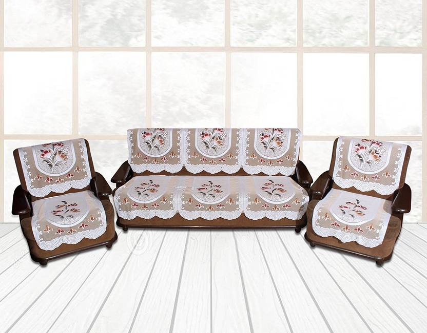 YELLOW WEAVES Polyester 3+2 Seater Sofa Floral Cover