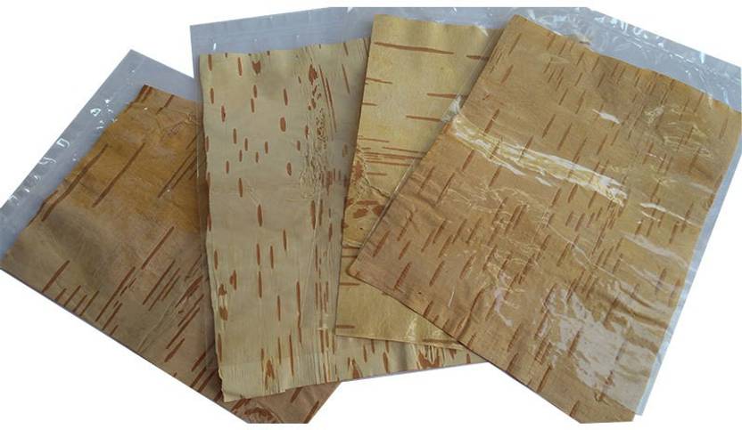 PoojanSamagri BHOJ PATRA / BETULA UTILIS / BHURJJAMARAM / PURCHCHAM / BHUJAPATRAM / BHUJAATRI / BHUYAPATRA / BHURJ - 5 PIECES Wooden Yantra