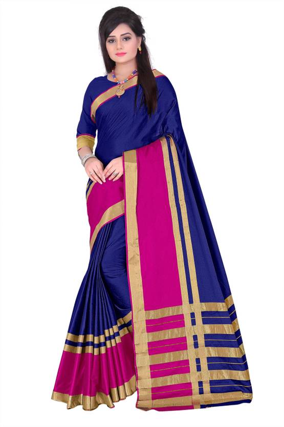 Bombey Velvat Fab Color Block Maheshwari Cotton Blend, Cotton Silk Saree