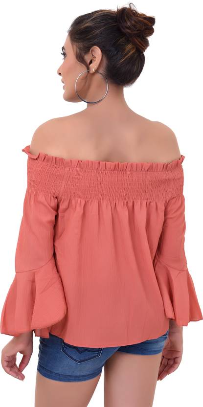 Casual Slit Sleeves Solid Women Pink Top