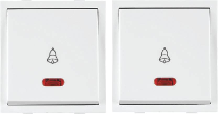 ANCHOR Roma 2M Door Bell Push Switch With Neon Indicator (Pack of 2) 10 ...