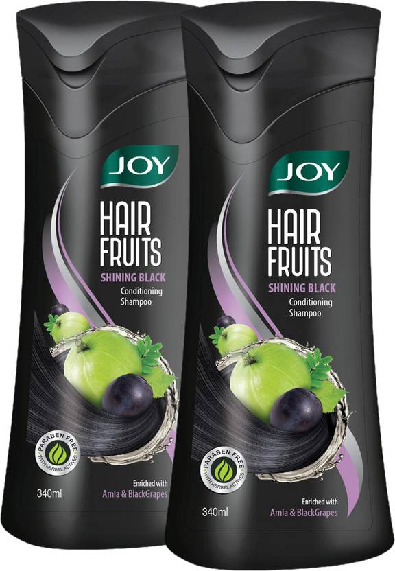 Joy Hair Fruits Shining Black Conditioning Shampoo (Pack of 2 x 340 ml